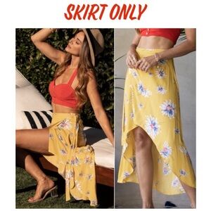 ValMarie Yellow Floral High-Low Skirt